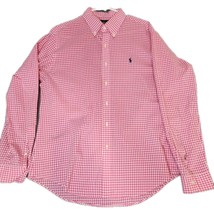 Ralph Lauren Mens Sz L Pink White Gingham Check Long Sleeve Button Down ... - $19.75