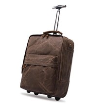 Fixed Casters Waterproof Canvas Trolley Backpacks 15.6&quot; Laptop Trolley Bags - £154.19 GBP