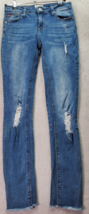 Hudson Jeans Girls 14 Blue Denim Cotton Pockets Flat Front Skinny Leg Distressed - £14.77 GBP