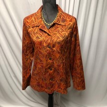 Christopher Banks Jacket Womens Large Rust Orange Paisley Stretch Buttons Blazer - £11.79 GBP