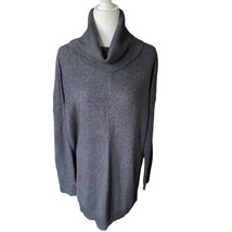 ANN TAYLOR Size L grey turtleneck cotton blend tunic sweater classic timeless - $39.50