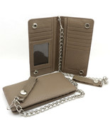 Bifold Light Brown Genuine Leather Checkbook Holder Snap Button Wallet w... - $30.45 CAD