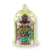 Christmas Nativity Lamp &quot;Holy Family&quot; Angel Stained Glass Night Light Battery - £19.57 GBP