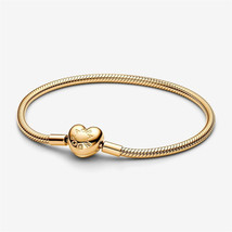 S925 Pandora Moments Heart Clasp Snake Chain Bracelet,Birthday Gift,Gift... - £15.09 GBP