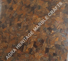 12&quot; Iron Tiger Eye Random Inlay Marble Kitchen Office Table Top Home Decor E227 - £359.95 GBP