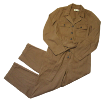 NWT Madewell Long-Sleeve Tie-Waist Fatigue Jumpsuit in Kraft Brown Cotto... - £89.55 GBP