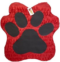 17&quot; Tall Red &amp; Black Paw Print Pinata Dog Paw Pinata Puppy Birthday Dog ... - $39.99