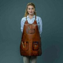 Brown Leather Butcher Back Strap 100% Real Woodwork Decent Cow Apron - $114.00