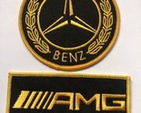 MERCEDES BENZ AMG SEW/IRON PATCH BADGE UNIFORM BLACK GOLD RACING FORMULA 1 - $16.82