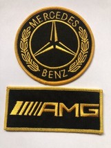 MERCEDES BENZ AMG SEW/IRON PATCH BADGE UNIFORM BLACK GOLD RACING FORMULA 1 - $16.82