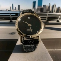 Genuine Diamond Black &amp; Gold Tone Womans Watch New With Tag &amp; Battery - $326.24 MXN