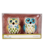 Floral Owl Salt &amp; Pepper Shakers, Hand-painted Ceramic by Boston Warehouse - €11,27 EUR