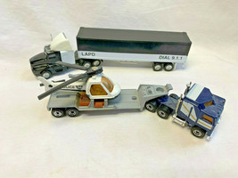 Lot of 2 Diecast Vehicles Tractor Trailer Helicopter Police LAPD Matchbo... - $29.95