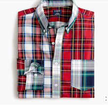 J Crew Factory Slim Untucked Holiday Tartan Plaid Button-up Shirt | Mens... - £36.51 GBP