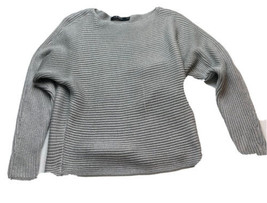 Lauren Ralph Lauren Sweater Boatneck  Shiny Silver Lurex Pullover Small S - £15.43 GBP