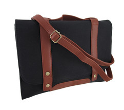 Zeckos Black Canvas Foldover Cross Body Bag with Detachable Shoulder Strap - £15.66 GBP