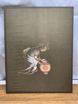 Vintage Japanese Needlepoint Crewel Thread  Geisha Kimono Lady Lantern A... - $39.59