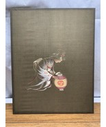 Vintage Japanese Needlepoint Crewel Thread  Geisha Kimono Lady Lantern A... - $739.62 MXN