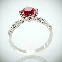 2Ct Round Cut CZ Red Garnet Diamond Engagement Ring 14K White Gold Finish - £81.26 GBP