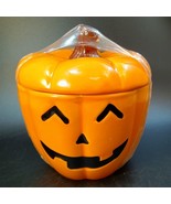 Ceramic Halloween Jack-O-Lantern Pumpkin  Cookie Treat Canister New With... - £18.03 GBP