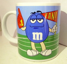 M&amp;M&#39;s Blue Football Fan Green Cheerleader Grid Coffee Mug  2003 - $38.95