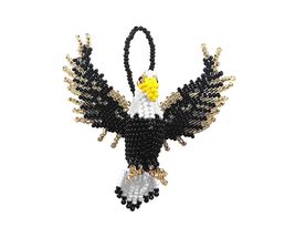 Beaded Eagle Hanging American Bald Bird Figurine Ornament Seed Bead Dangling Dec - £15.81 GBP