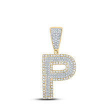 10kt Two-tone Gold Mens Round Diamond Initial P Letter Charm Pendant 3/4 Cttw - £695.16 GBP