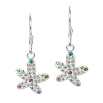 Star in the Sea White Crystal Encrusted Sterling Silver Earrings - £10.08 GBP