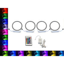 4x 120mm Headlight Multi-Color Changing LED Shift RGB Angel Eye Halo Ring IR Set - £55.78 GBP