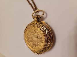 Vtg 1950's Max Factor Goldtone Locket With Chain 'Precious Time' Creme Perfume - $25.84