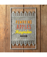 Pumpkins Apples Hayrides tin Sign - $583.37 MXN
