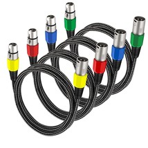 Xlr Cable 6 Ft/4 Pack, Microphone Cable 3 Pin Nylong Braided Balanced Xlr Male T - £35.16 GBP