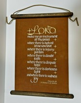 Vintage Assissi Prayer Scroll Vinyl Wall Hanging Sign Decor 11&quot; x 8&quot; - $15.85
