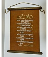 Vintage Assissi Prayer Scroll Vinyl Wall Hanging Sign Decor 11&quot; x 8&quot; - $15.85