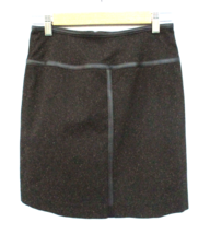 Donna Degnan Mini Skirt Size 4 Brown Flecked Tweed with Black Leather Trim - £11.20 GBP