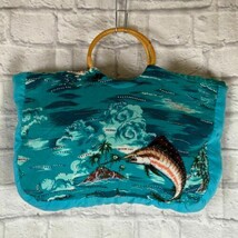 Vintage Marlin Tropicale Hawaiano Perline Borsa Della Swordfish Bamboo M... - £20.11 GBP