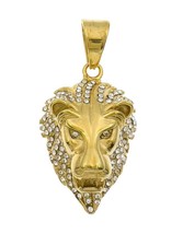 Lion Head Pendant Gold Stainless Steel Men Charm - £7.90 GBP