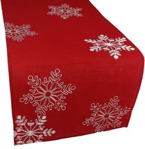 NWT Xia Fashions Snowy Embroidered Xmas Tble Runner w/Snowflakes, 15 by 108 in. - £23.96 GBP