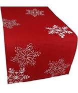 NWT Xia Fashions Snowy Embroidered Xmas Tble Runner w/Snowflakes, 15 by ... - £23.97 GBP