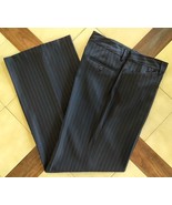 BOGARI Navy Blue Pinstripe Silk/Rayon Wide Leg Dress Pants w/ Pockets (10) - $33.37 CAD