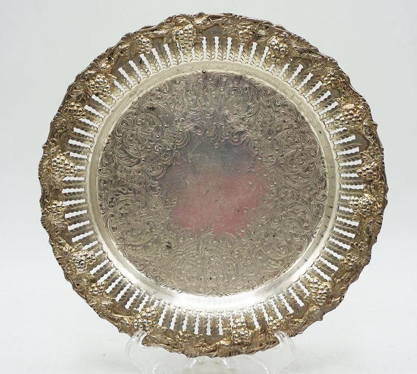 Primary image for Sheffield Reproduction 1847 Filigree Tray Silver Plate on Copper