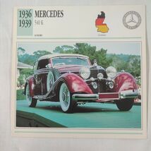 1936-1939 Mercedes -Benz 540 K Car Photo Spec Sheet Info CARD 1937 1938 - $2.87 CAD