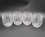 Four Rare Bellied Tumblers 4-1/8&quot; NON OPTIC Cambridge Glass RosePoint Ro... - £140.16 GBP