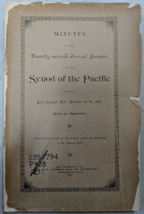 Minutes of the 22nd Annual Session of the Synod of the Pacific Oct 15 1891 Exlib - £31.10 GBP