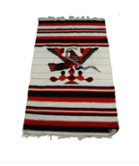 Vtg Handwoven Aztec Native American Tenochtitlan Eagle Snake Blanket Rug... - $217.75