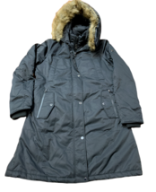 1 Madison Womens Expedition Hooded Faux Fur Parka Coat, BLACK, L - £47.49 GBP