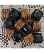 Set of Twelve (12) ~ Wooden ~ Grooved ~ Napkin Rings ~ 6 ~ Dark ~ 6 ~ Me... - $22.44