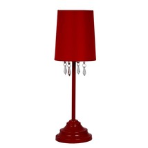 Simple Designs LT3018-RED Table Lamp with Fabric Shade and Hanging Acrylic Beads - £25.57 GBP