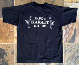 Vtg Papo's Karate Studio T Shirt-Black-Single Stitch Sleeve-XL-Martial Arts - $30.00