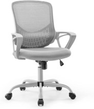 Office Chair - Mid Back Home Office Desk Chairs, Adjustable Height, Brea... - £78.14 GBP